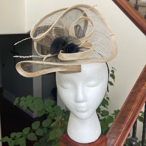 Kentucky Derby Black Cream Handmade Fascinator